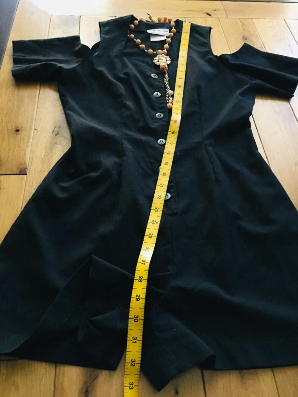 Vintage 90s M Collection Black Cold Shoulder Button Up Romper - Picture 15 of 16